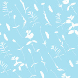 Floral background. Vector seamless pattern with hand - drawn poppies, lavender flowers and leaves.