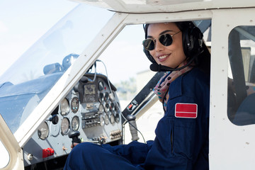 young woman aircraft pilot