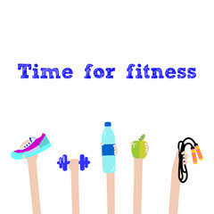 Vector illustration icons time for fitness