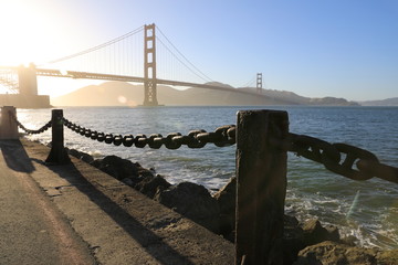 View of the famous Golden Gate Bridge in San Francisco, California