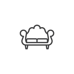 Vintage sofa line icon. Couch furniture linear style sign for mobile concept and web design. Comfortable sofa outline vector icon. Symbol, logo illustration. Pixel perfect vector graphics