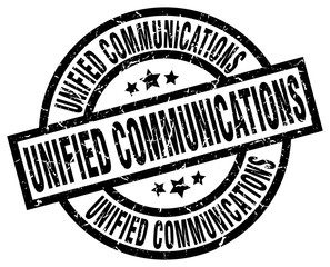 unified communications round grunge black stamp