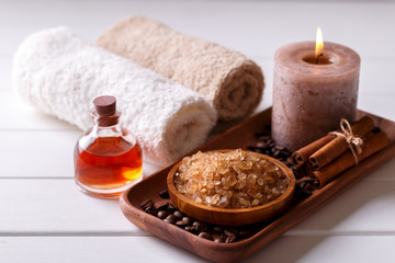 Spa setting with aromatic candle