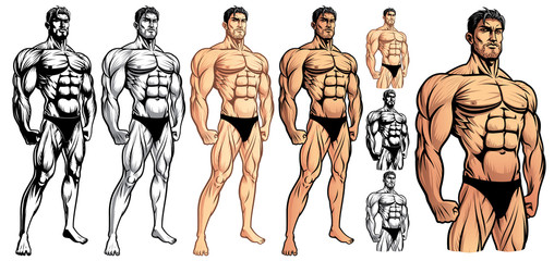 Male Bodybuilder Full Body_EPS 10 Vector