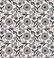 seamless vecor vintage circle arabic floral pattern. design for woodblock, packaging, print. seamless template in swatch panel