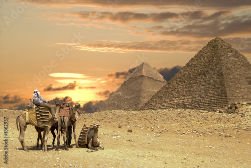 Fototapeta people ath the great pyramids