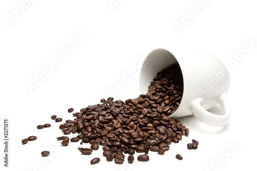 Lacobel spilt coffee beans isolated on white