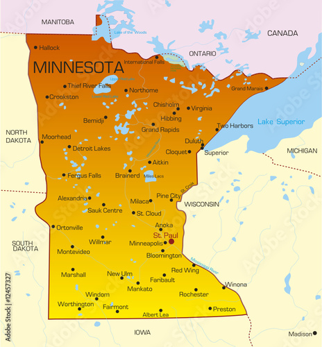 Vector color map of Minnesota state. Usa by Ruslan Olinchuk, Royalty ...