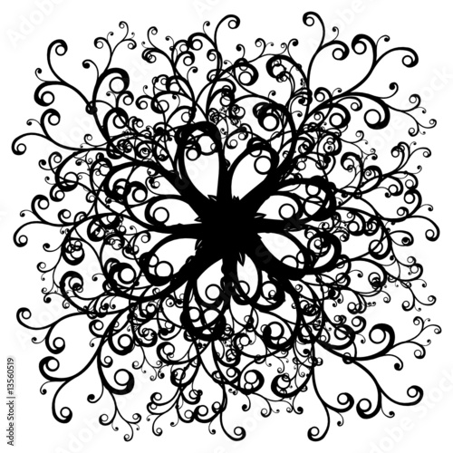  symmetrical curly black and white illustration