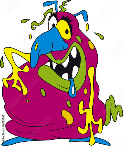 Vector illustration of ugly fat colorful bacteria