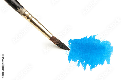 Fototapeta Watercolor Brush and Blue Paint