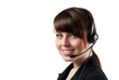 Smiling call center operator isolated