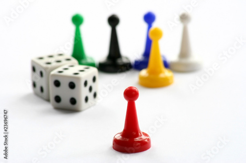 red game piece takes the lead