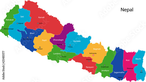 map-of-the-federal-democratic-republic-of-nepal-with-zones-poster