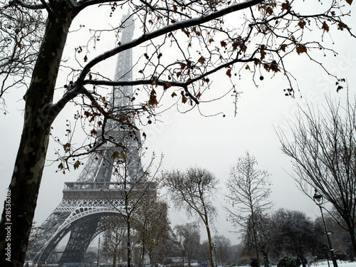 Fototapeta France Paris trocadero under snow