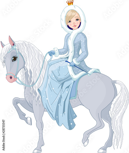  Princess riding horse. Winter