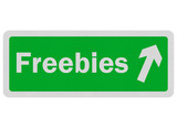Photo realistic 'freebies' sign, isolated on white