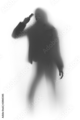 Lacobel woman silhouette with cellular phone