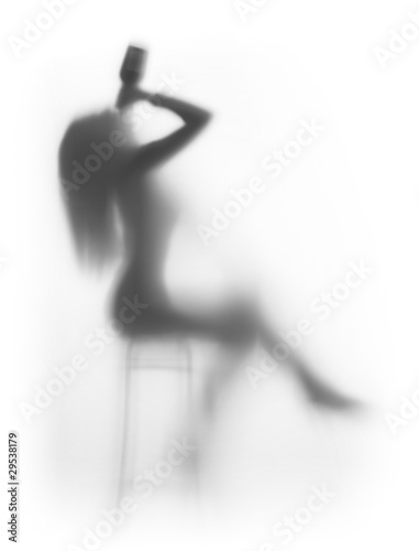 Fototapeta Drunk sitting woman silhouette