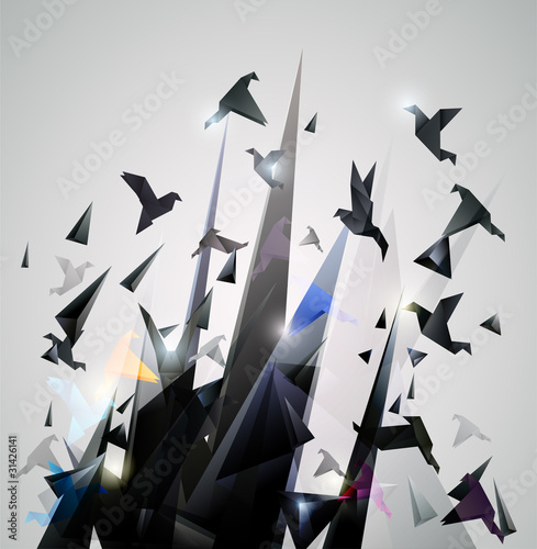 papierowa-ucieczka-origami-abstrakcjonistyczna-wektorowa-ilustracja