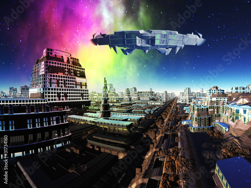 alien-spaceship-over-futuristic-metropolis
