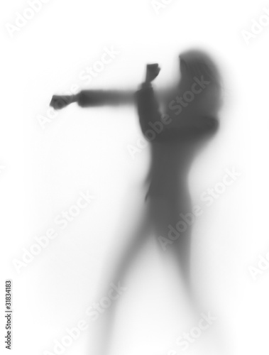  fighter woman silhouette, box