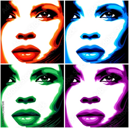 viso-donna-pop-art-4-colori-stylized-woman-girl-face-vector