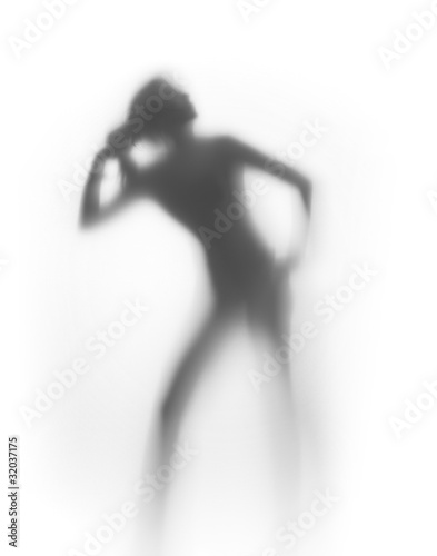 Lacobel hair pulling woman silhouette
