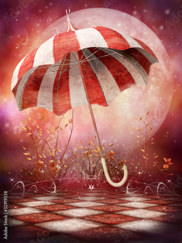  Księżyc fantasy z kolorowym parasolem