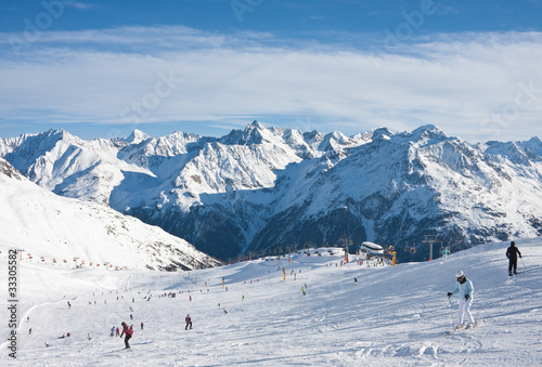 Fototapeta On the slopes of the ski resort of Solden. Austria