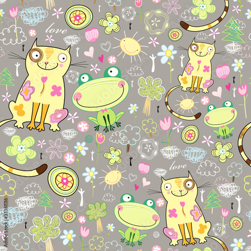  texture of the love of cats and frogs