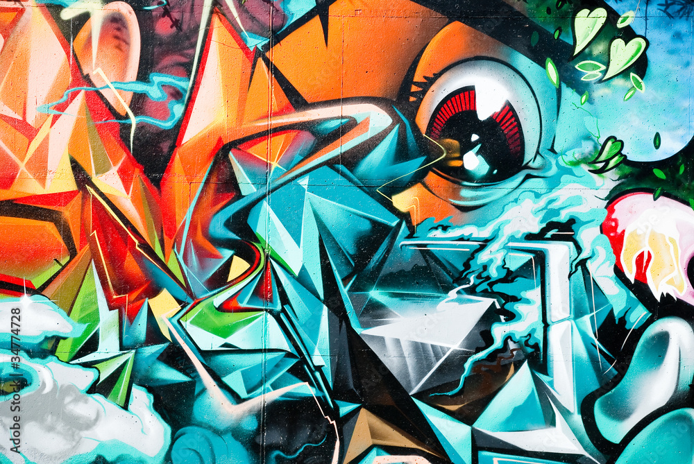 abstraktes-graffitidetail-uber-die-strukturierte-wand