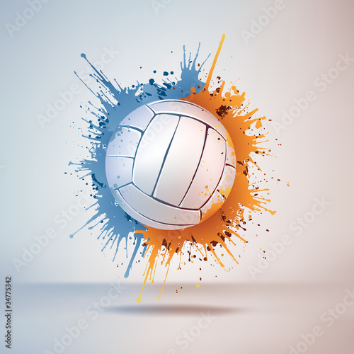 siatkowki-pilka-w-farbie-na-winiety-tle-wektor