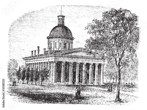 Indiana Statehouse in Indiana America vintage engraving