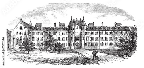 Fototapeta St Patrick's College or Maynooth College in Ireland vintage engr