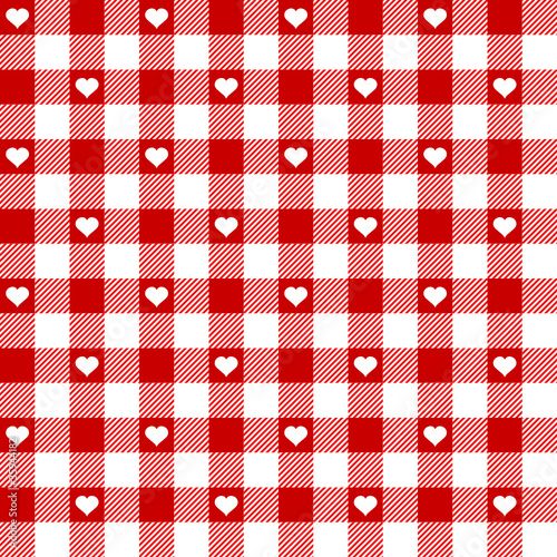  Seamless Pattern Red Check Heart