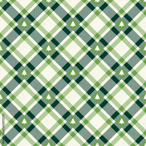  Seamless Pattern Check Christmas Tree Green Diagonal