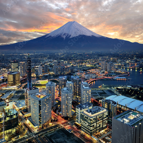  Surreal view of Yokohama city and Mt. Fuji