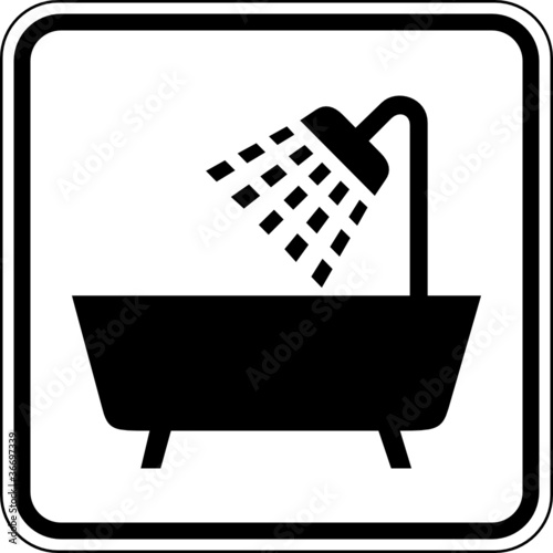 Fototapete Dusche Badezimmer Badewanne Schild Zeichen Symbol