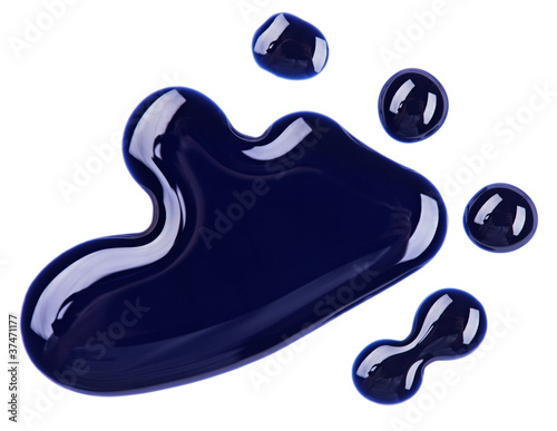 Zdjęcia Black nail polish (enamel) drops sample, isolated on white
