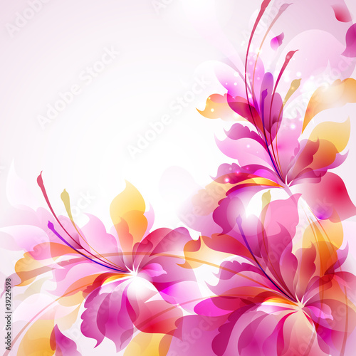 Fototapeta Tender background with three abstract flower