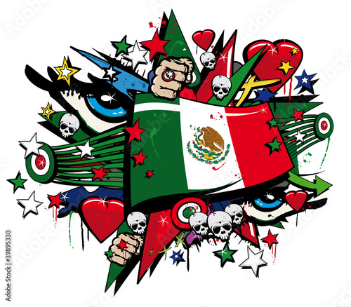 Graffiti bandera pop arte Mexico ilustración día de Muertos" Fotos ... Graffiti bandera pop arte Mexico ilustración día de Muertos" Fotos ...