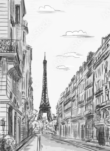 Fototapeta Paris street - illustration
