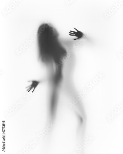  Beautiful woman silhouette, hands