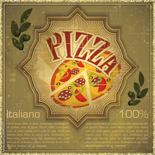Fototapeta Pizza on grunge Background