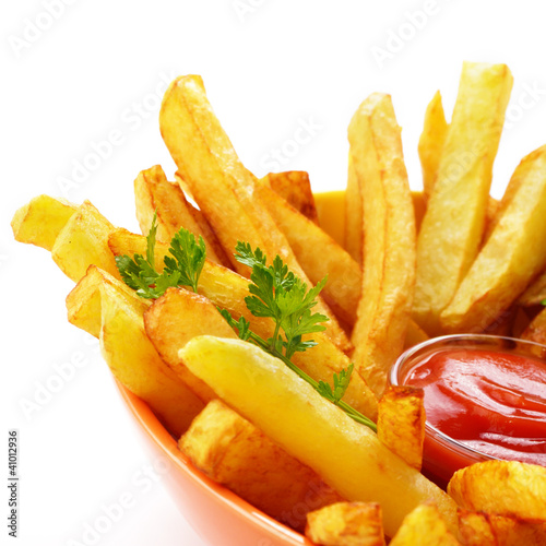 Fototapeta French fries with ketchup