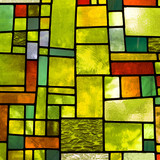 Multicolored stained glass window  square format