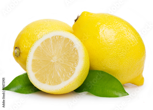 Fresh lemon with leaves © valery121283