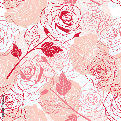 Fototapeta Floral background with roses. Vector seamless pattern.