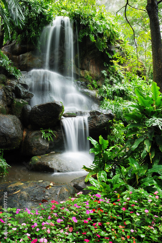  Beautiful waterfall in the garden